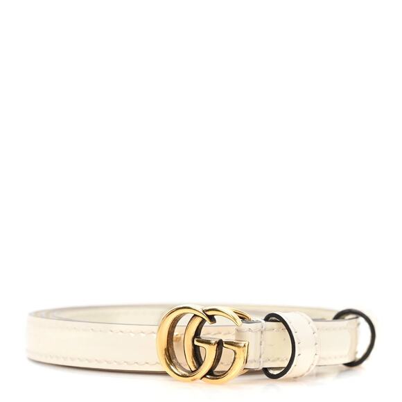 NEW GUCCI Cream Thin Patent Leather Marmont Double G Belt 707327 main image 9